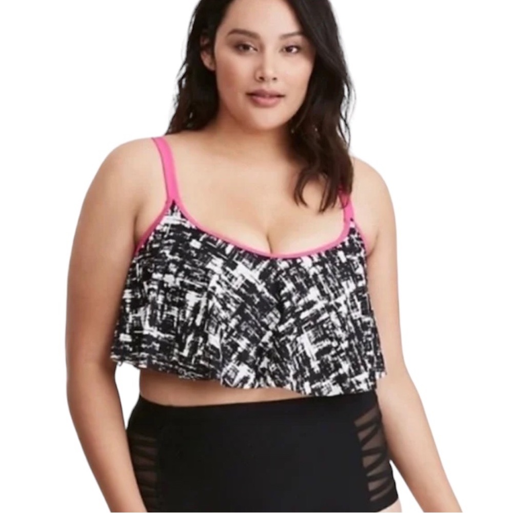 Price Firm NWT Torrid Broken Glass Print Wireless Flounce Bikini Top,top only3X